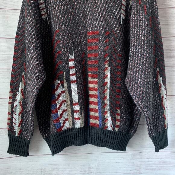 Vintage Jantzen Men's Knit Sweater Multicolor 90s Long Sleeve Pullover Size L - Picture 7 of 10